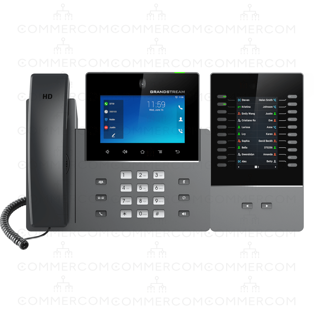 Відео-телефон на базі Android Grandstream GXV3350 з модулем розширення GBX20 вигляд спереду