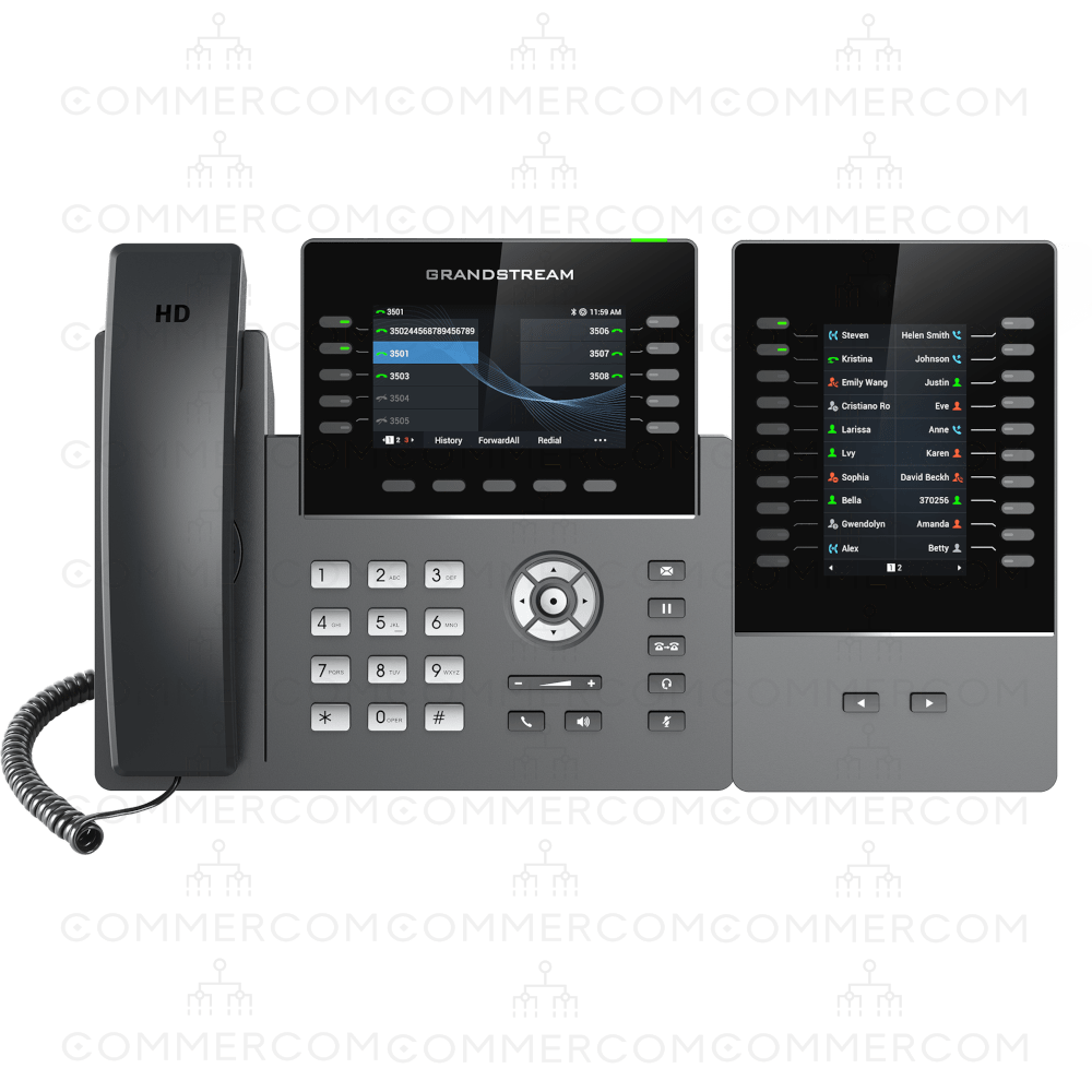 IP телефон Grandstream GRP2615 з модулем розширення GBX20 вигляд спереду