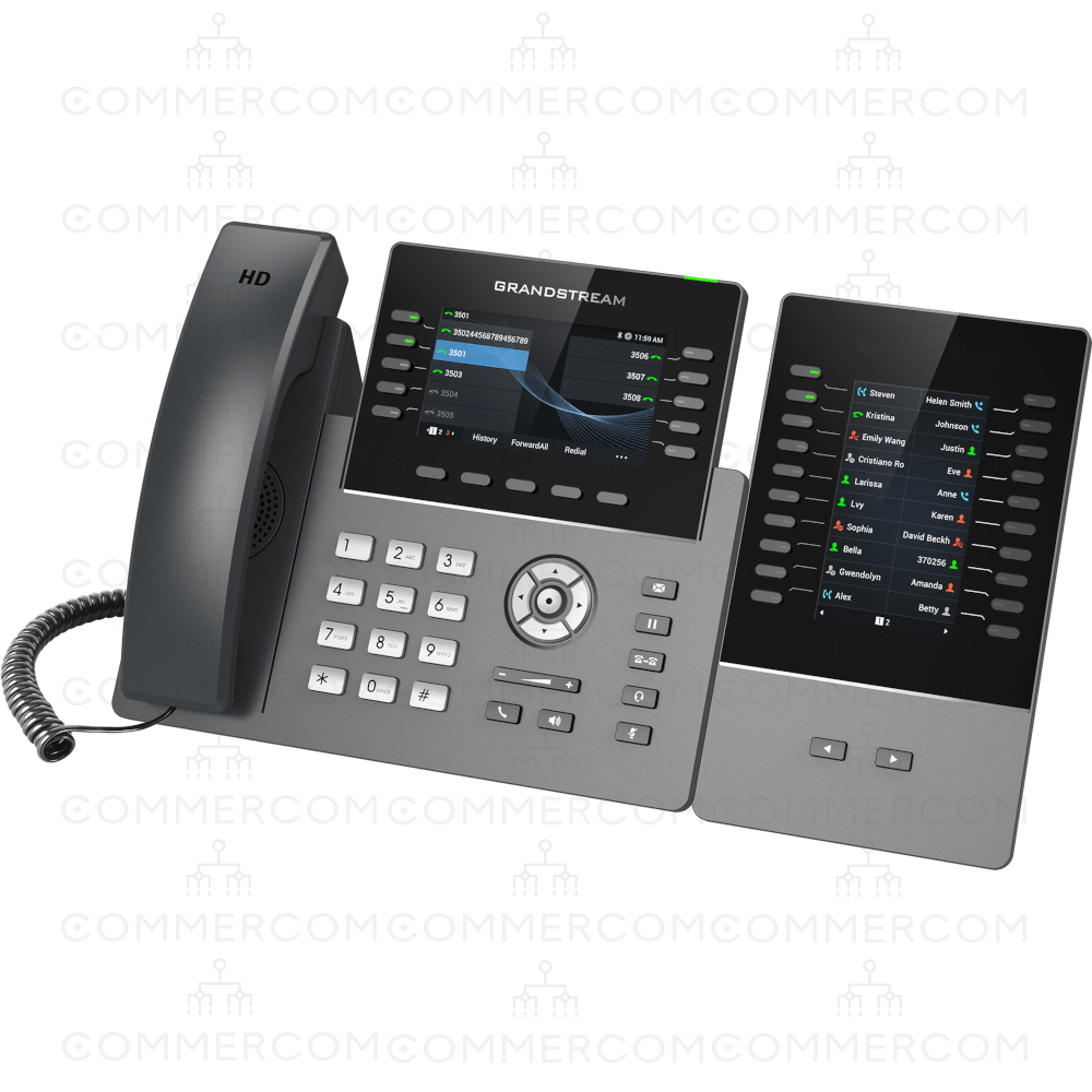 IP телефон Grandstream GRP2615 з модулем розширення GBX20 вигляд зліва