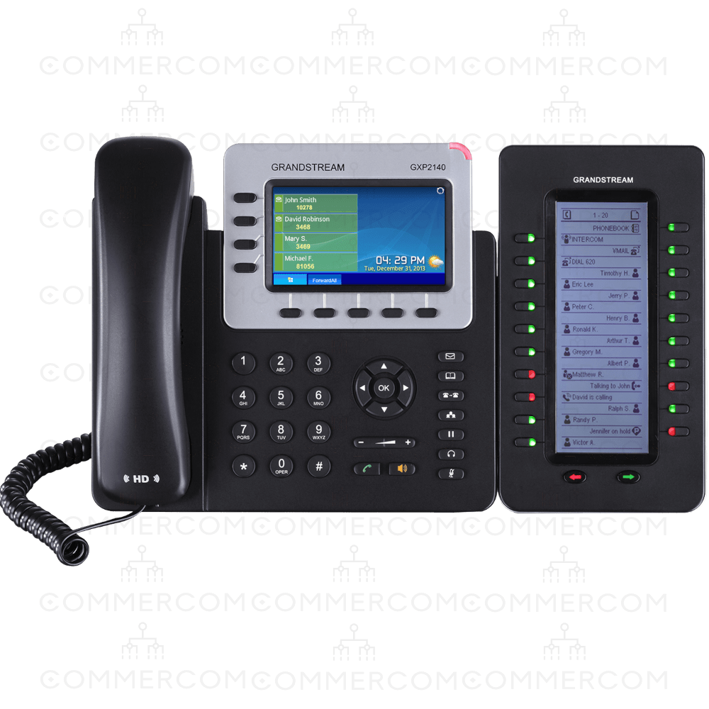 IP телефон Grandstream GXP2140 з модулем розширення GXP2200EXT вигляд спереду