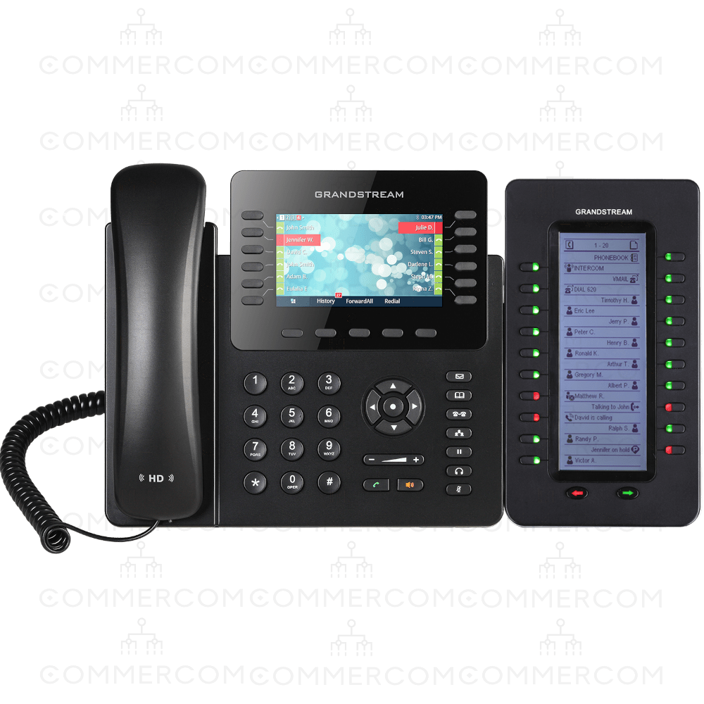 IP телефон Grandstream GXP2170 з модулем розширення GXP2200EXT вигляд спереду